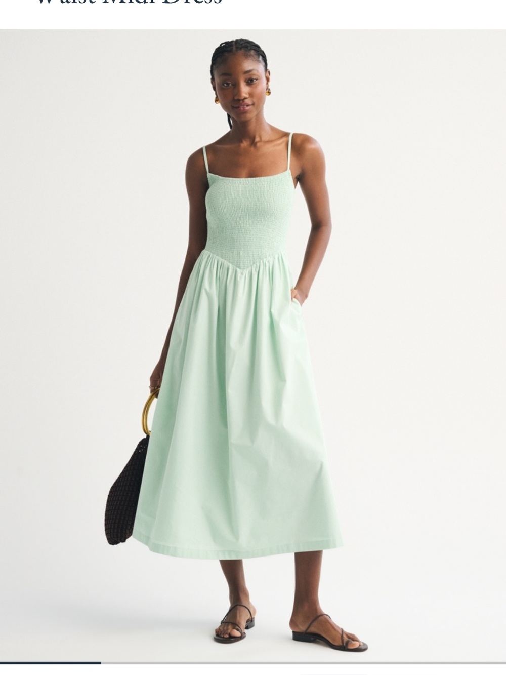 Abercrombie & Fitch Sydney Mint Green Smocked Midi Dress